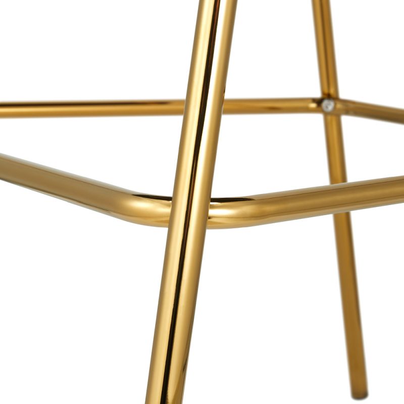 Dizajnová barová stolička, sivohnedá Velvet látka-gold chróm zlatý