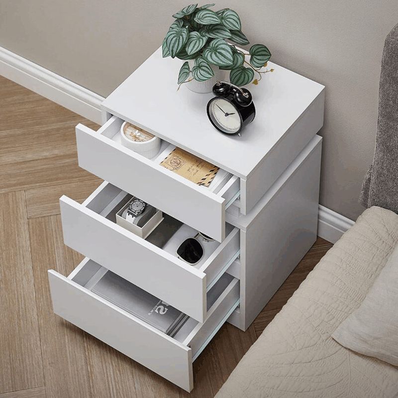 Nočný stolík 40x35x55 cm, MDF biela s LED osvetlením