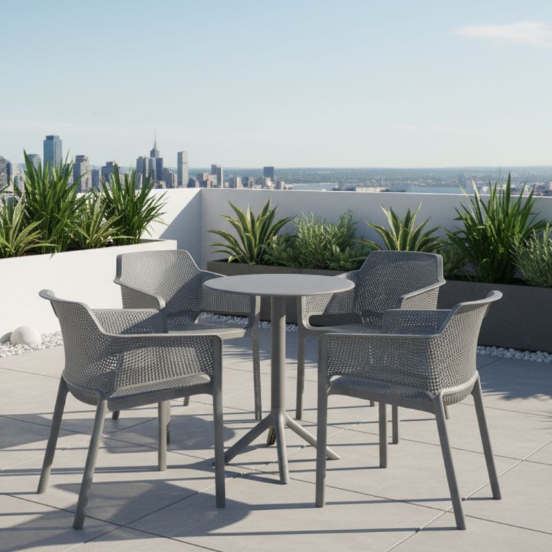 Záhradný stôl, sivý, 60x60 cm z plastu