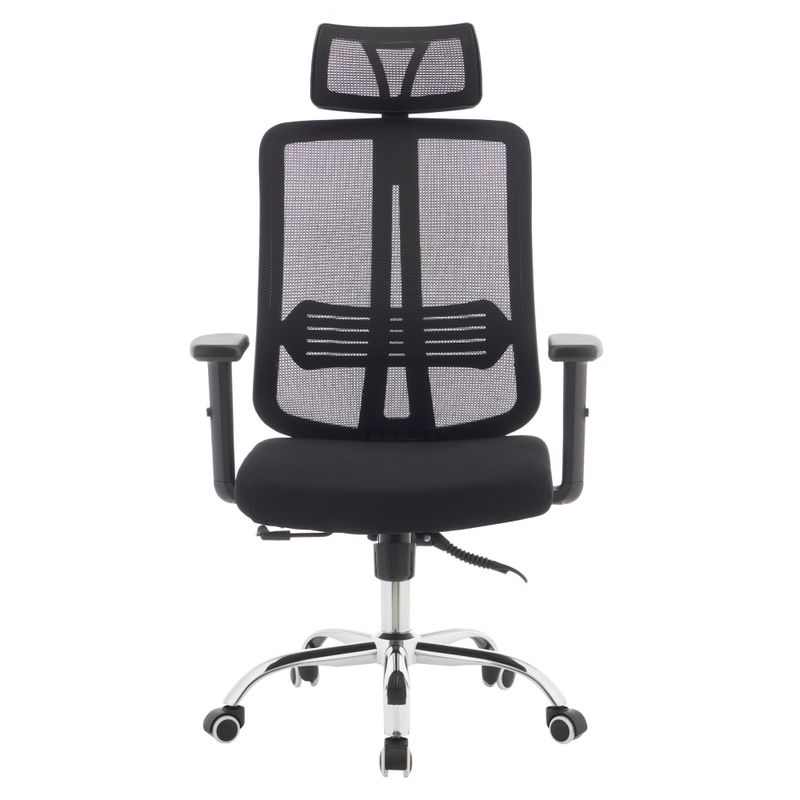 Ergonomické kancelárske kreslo čierne so sieťovinou a chrómovou podstavou