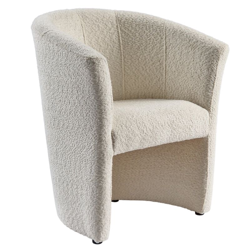 Moderné klubové kreslo, smotanové v látke Coral Boucle