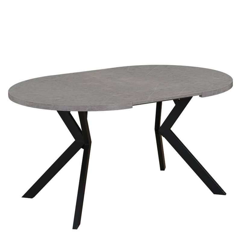 Okrúhly jedálenský rozkladací stôl, 100cm, betón svetlý, čierny