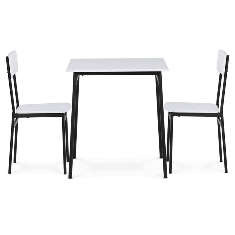Jedálenský set 1+2, MDF biely, kovová podnož čierny matný lak