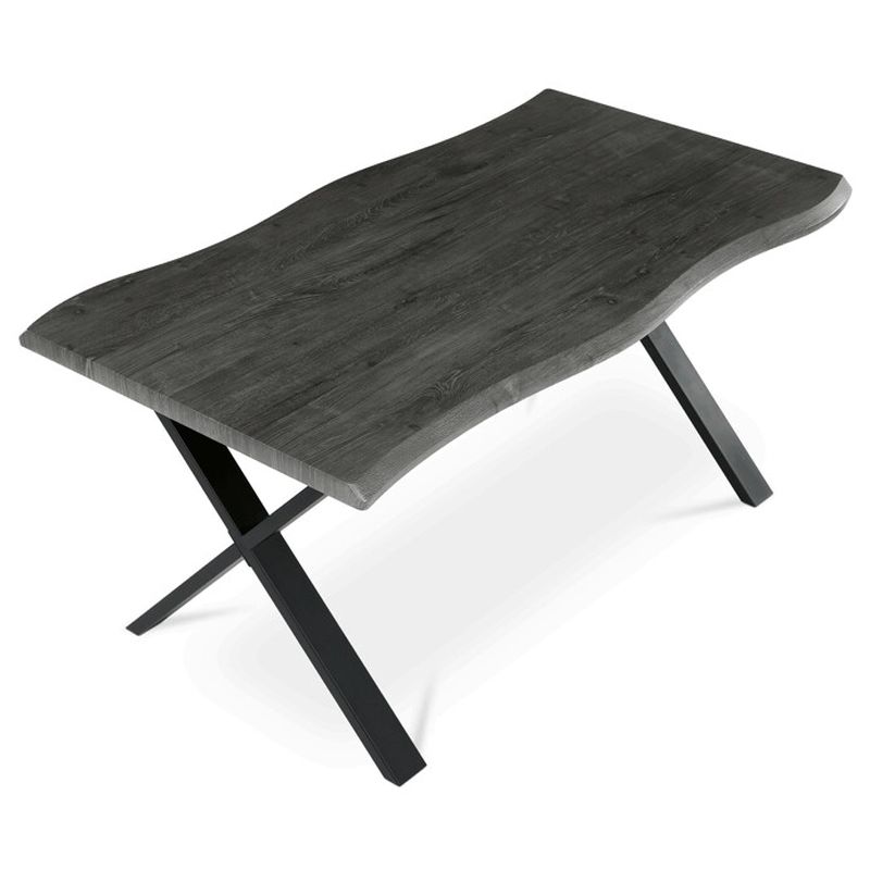 Jedálenský stôl 160x90, MDF sivý dub, nohy kov čierny v tvare X