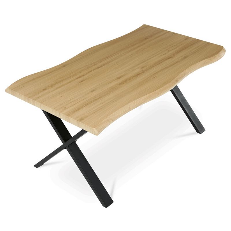 Jedálenský stôl 160x90, MDF divoký dub, nohy kov čierny v tvare X