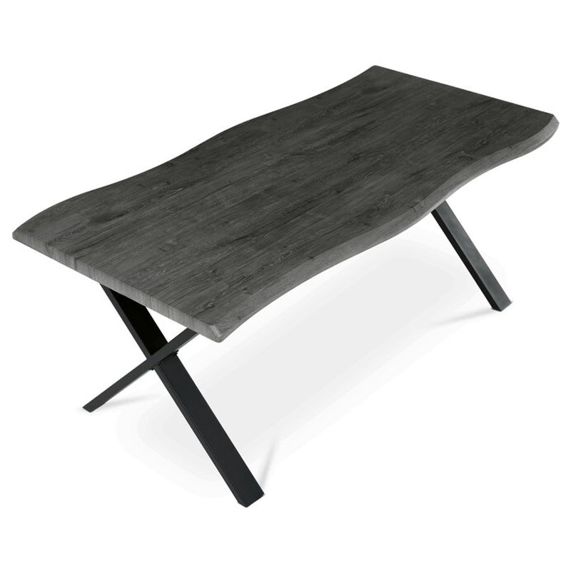 Jedálenský stôl 180x90, MDF sivý dub, nohy kov čierny v tvare X