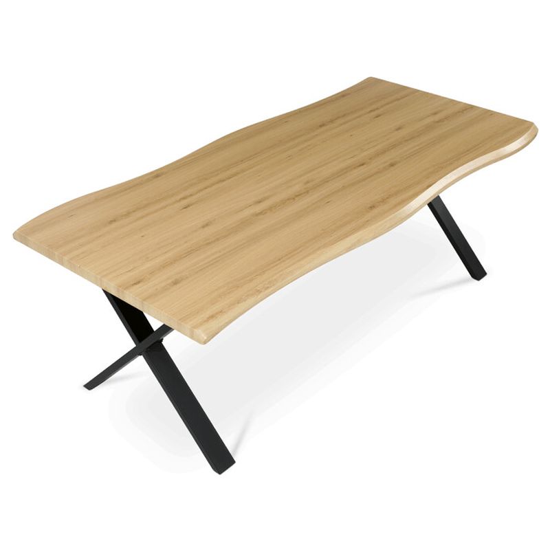 Jedálenský stôl 210x100, MDF divoký dub, nohy kov čierny v tvare X