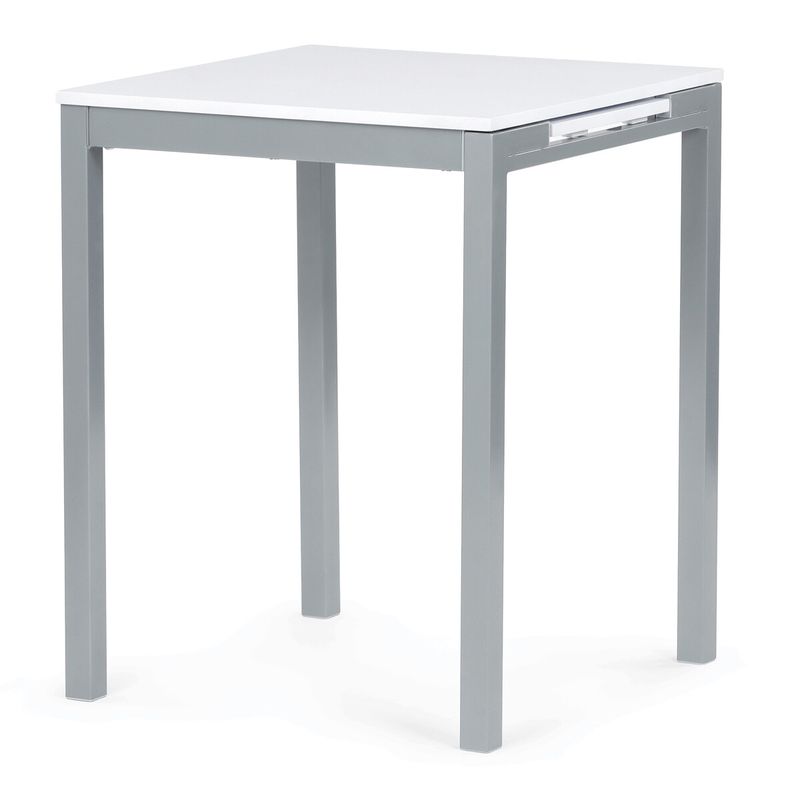 Rozkladací jedálenský stôl, biely, 60–90 cm, s kovovými nohami