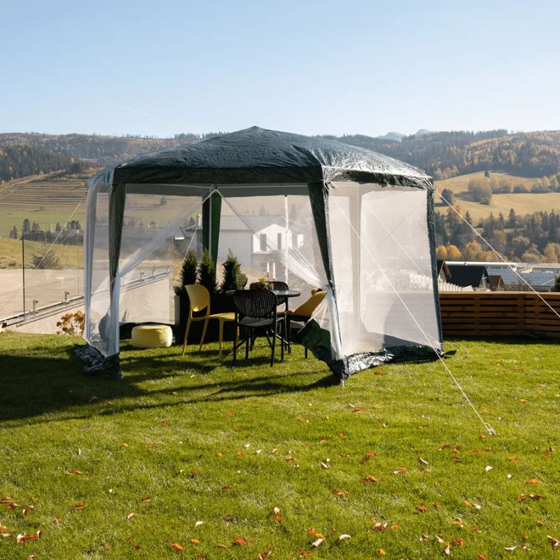 Stanový altánok do záhrady, 3,9x2,5x3,9m, zelená/biela