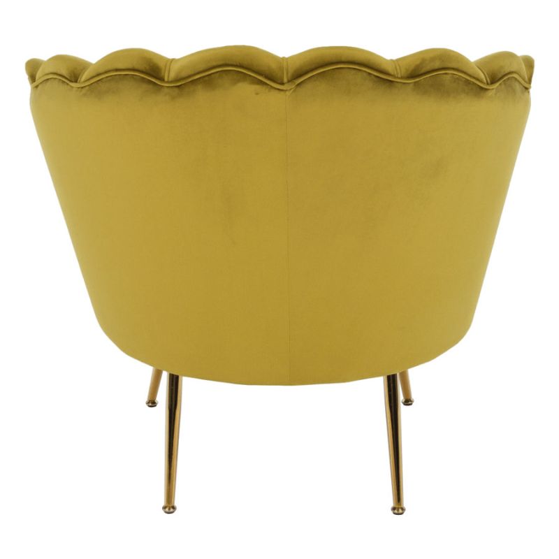 Kreslo v štýle Art-deco, horčicová Velvet látka-gold chróm-zlatý