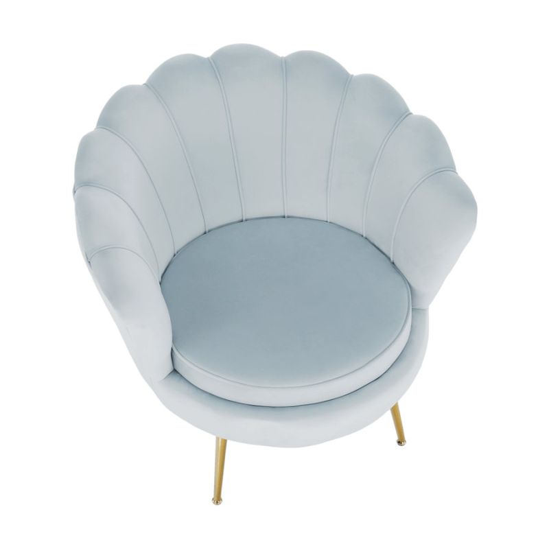 Kreslo v štýle Art-deco, sivomodrá Velvet látka-gold chróm-zlatý
