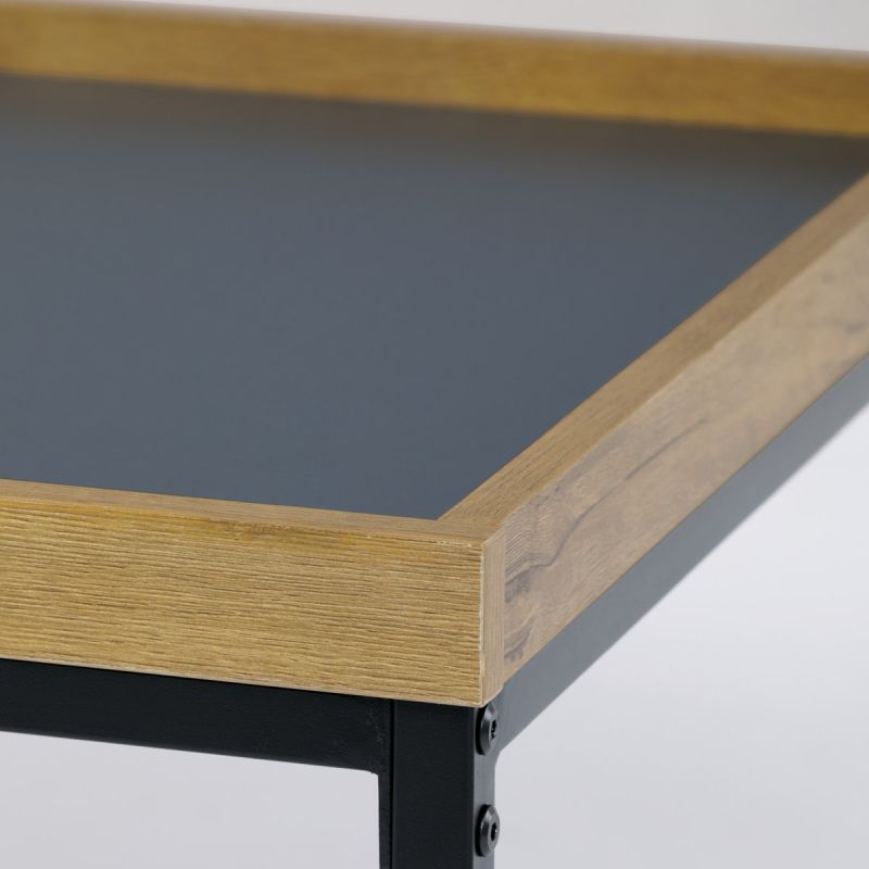 Konferenčný stolík, doska šedá s hranou divoký dub, 100x60