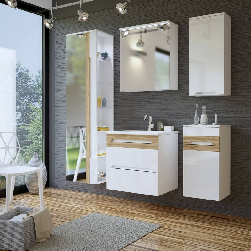 Kúpeľňová skrinka WHITE 800 biela/biely vysoký lesk