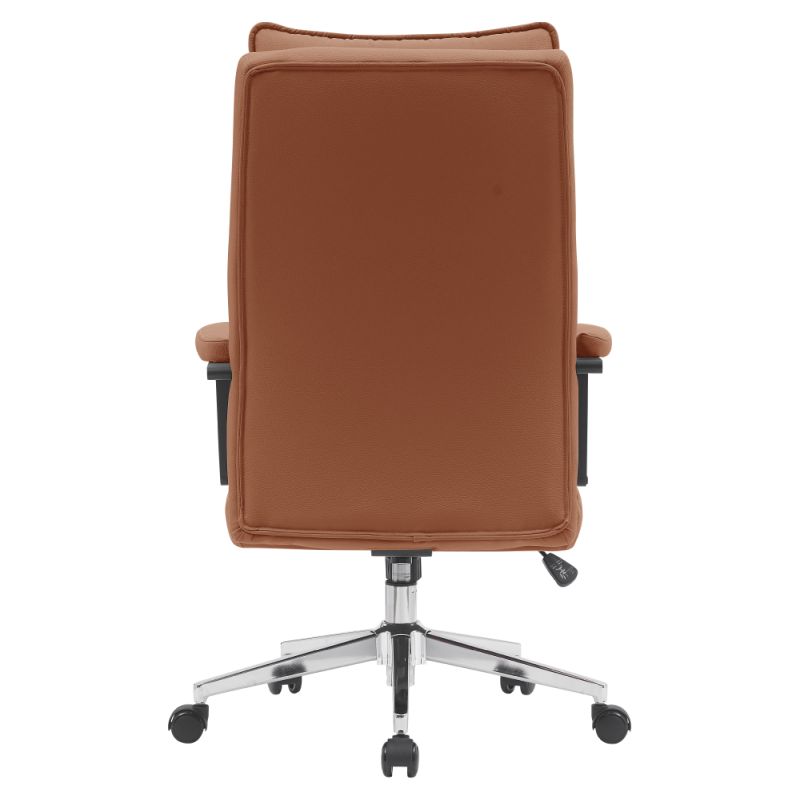 Elegantné kreslo do kancelárie, hnedá camel ekokoža, chróm