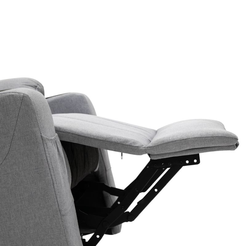 Masážne elektrické relaxačné polohovacie kreslo s podnožou svetlosivé