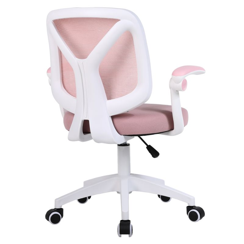 Praktické kancelárske kreslo, ružová látka, biely plast