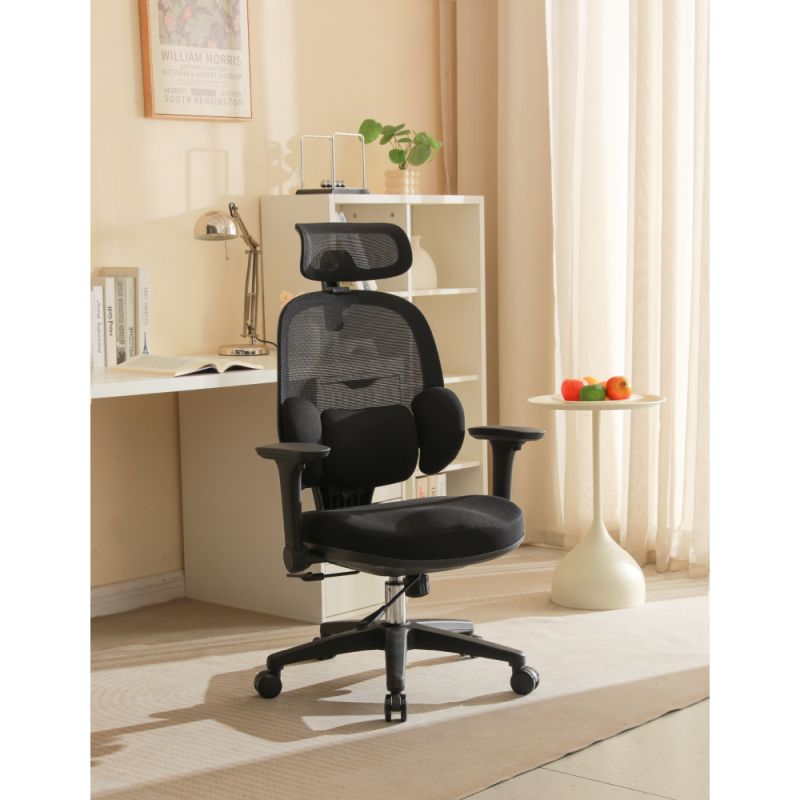 Ergonomické kancelárske kreslo, čierna látka, plast