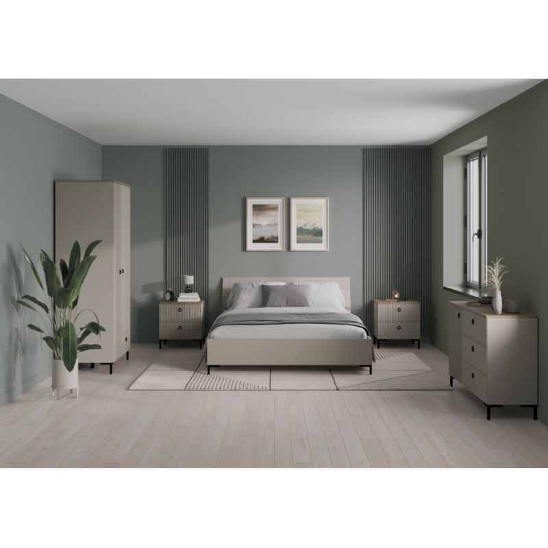 Komoda 1D3S, sivohnedá Taupe, dub silverjack, kombinovaná