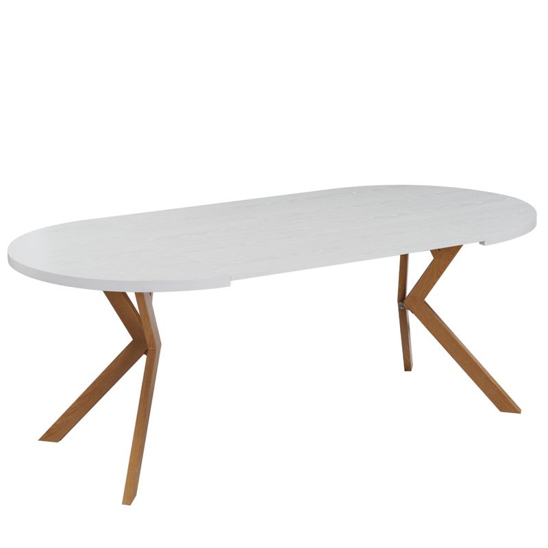 Okrúhly jedálenský rozkladací stôl, 100cm, biely, dub