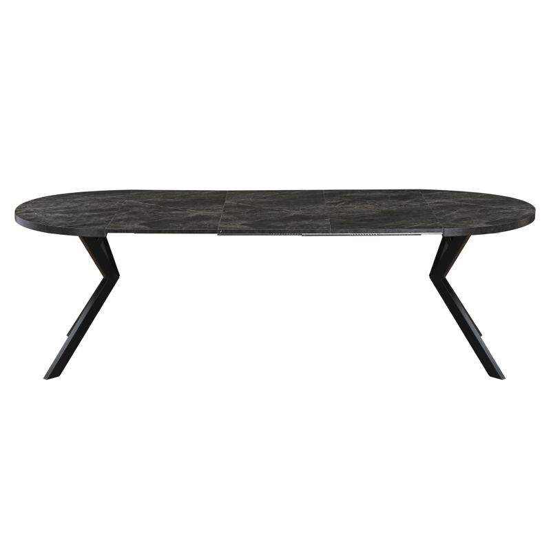 Okrúhly jedálenský rozkladací stôl, 100cm, betón tmavý, čierny