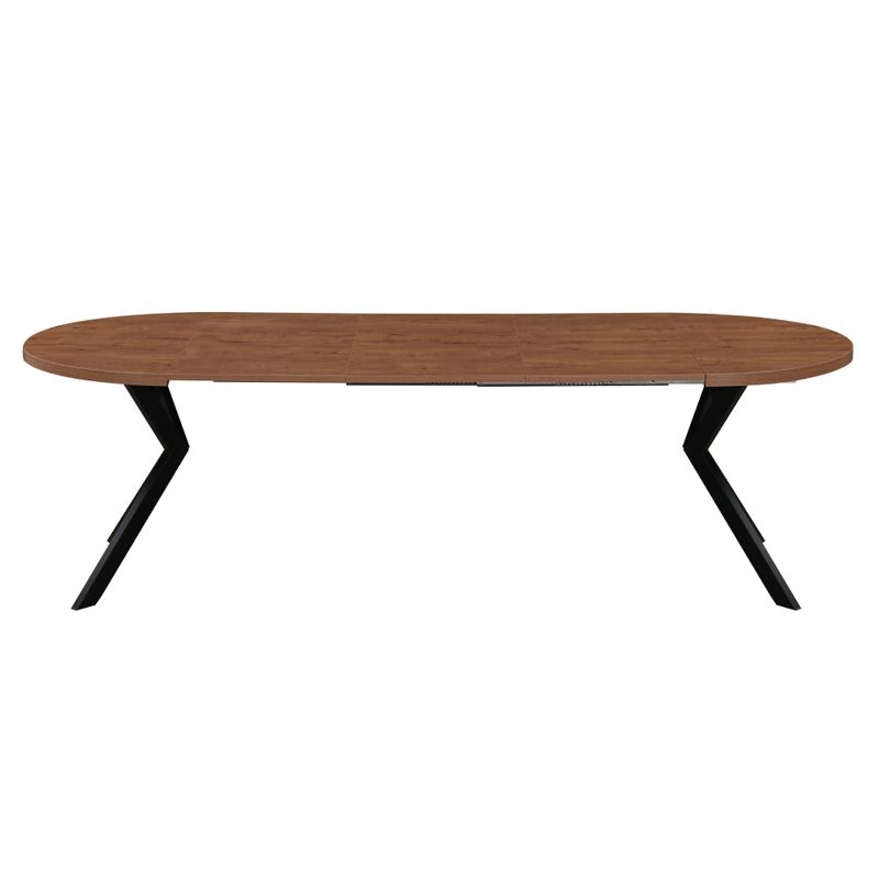 Okrúhly jedálenský rozkladací stôl, 100cm, dub tmavý, čierny