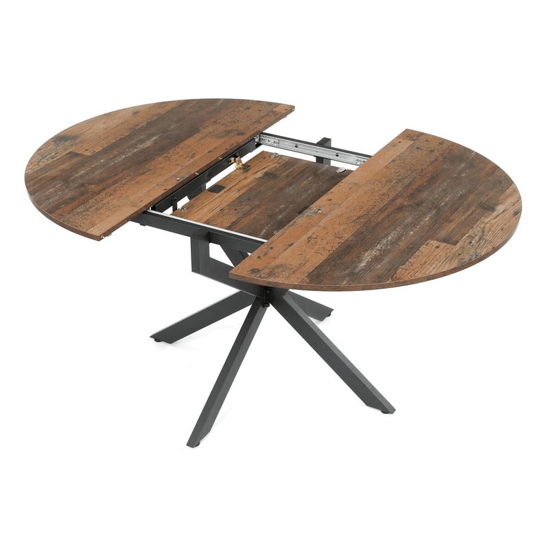 Rozkladací jedálenský stôl, old wood, 120–160cm, s čiernou kovovou podnožou