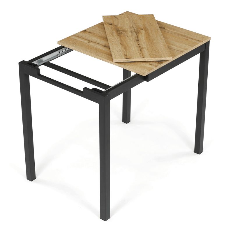 Rozkladací jedálenský stôl, dub, 60–90 cm, s kovovými nohami