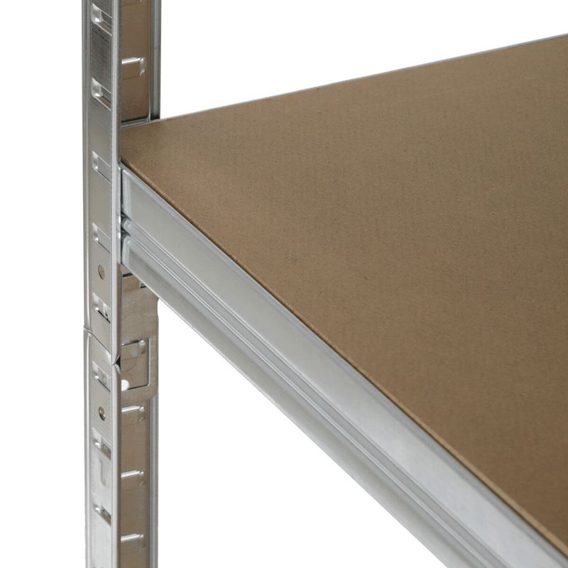 Rohový regál kovový, 75cm, strieborný, s MDF policami