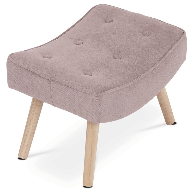 Podnožka v ružovej látke s nohami z masívu