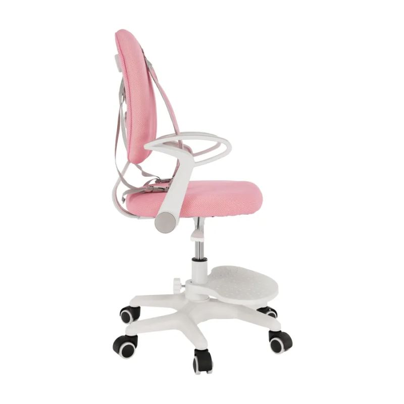 Ergonomická rastúca stolička s podnožou a trakmi, ružová