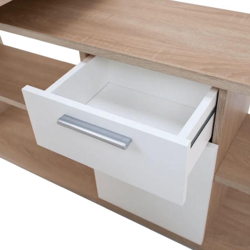 Praktický rohový písací stôl univerzálny, dub sonoma-biela