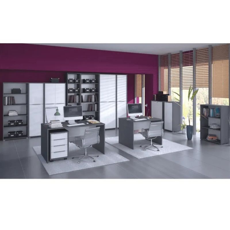 Moderný písací stôl z kvalitnej DTD, grafit/biela, 160cm