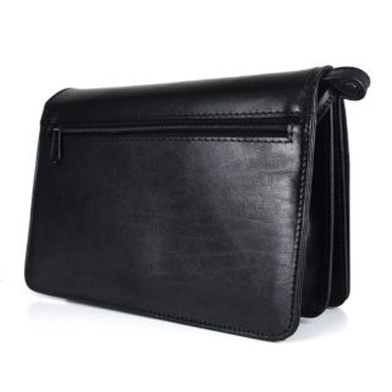 Crossbody kožená kabelka, čierna, uzatváranie - magnet