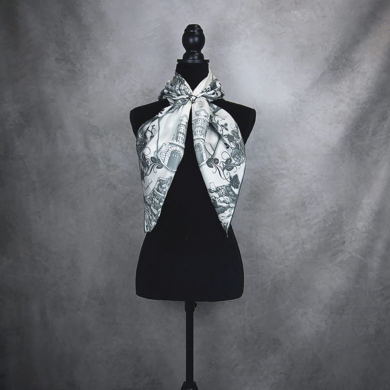 Módna hodvábna šatka SLOVENSKO BLACK - WHITE, 90 x 90cm