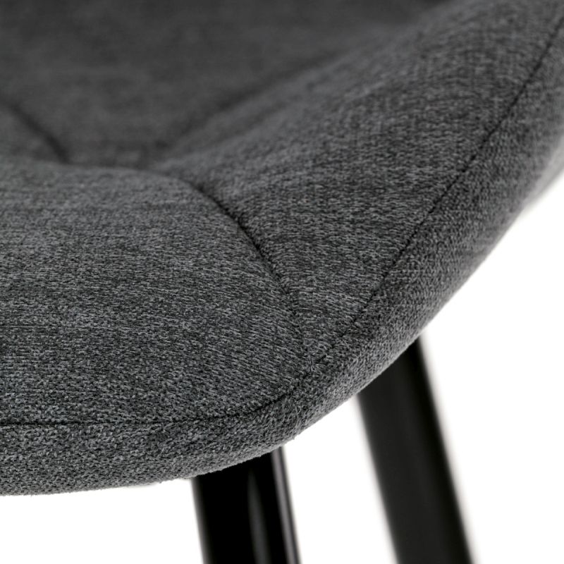 Jedálenská minimalistická stolička v industriálnom štýle, poťah sivá látka
