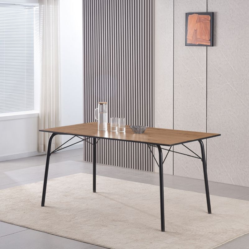 Jednoduchý a minimalistický jedálenský stôl, dub artisan-čierna, 160 cm