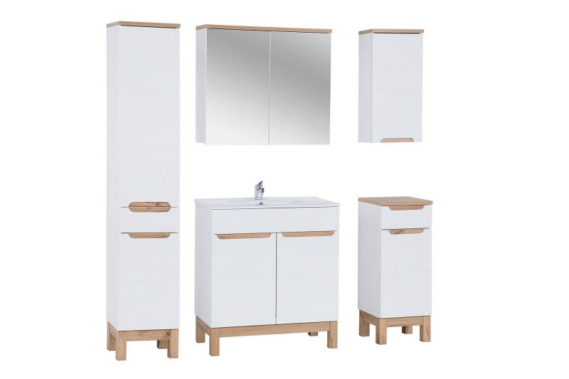 Kúpeľňová skrinka 800 biela/biely vysoký lesk