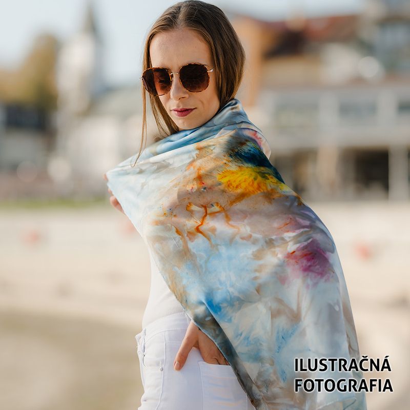 Hodvábna šatka LIMITED_269 – Ručne vyrábaná na Slovensku, 90 × 90 cm