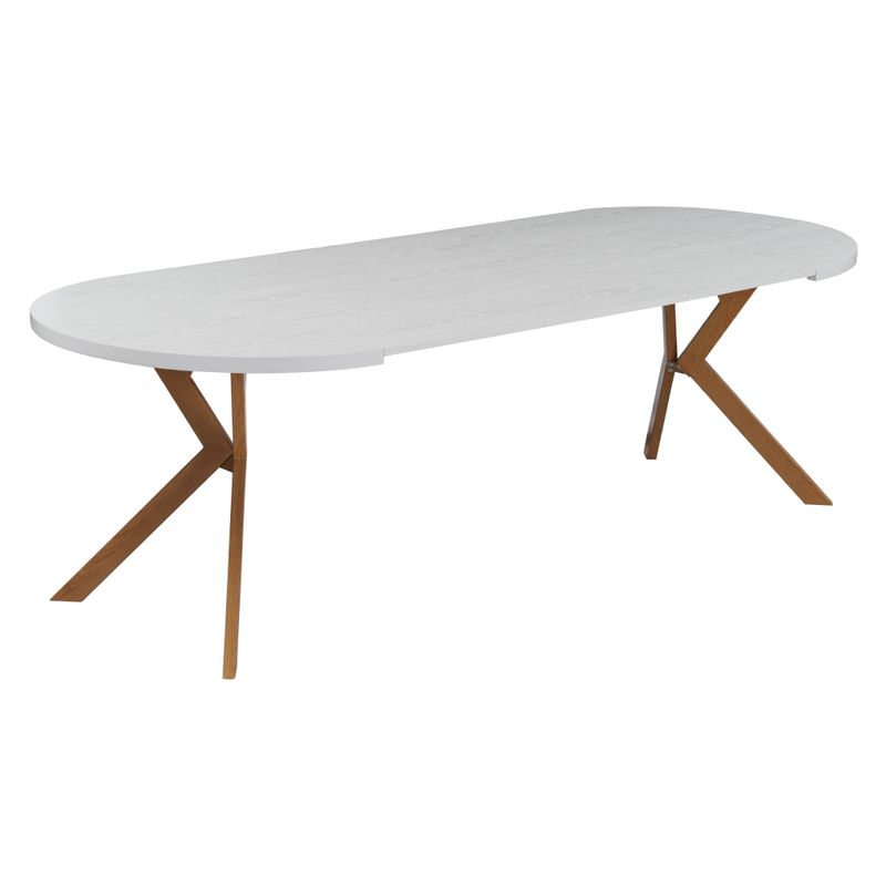 Okrúhly jedálenský rozkladací stôl, 100cm, biely, dub