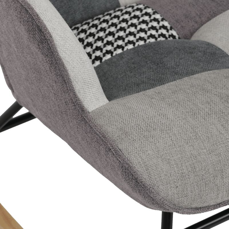 Luxusné hojdacie kreslo, sivé s patchwork dizajnom