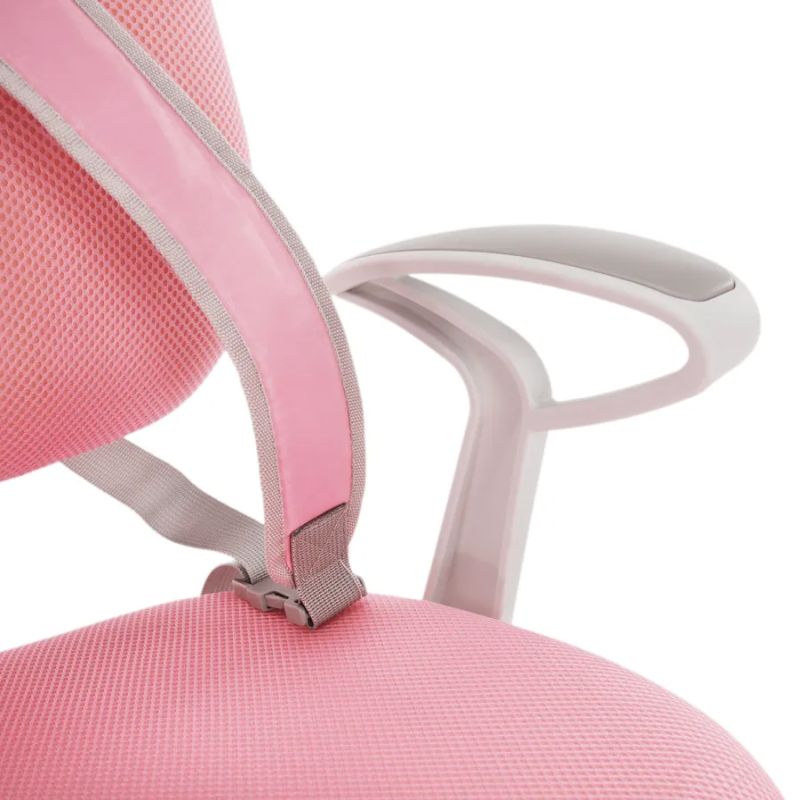 Ergonomická rastúca stolička s podnožou a trakmi, ružová