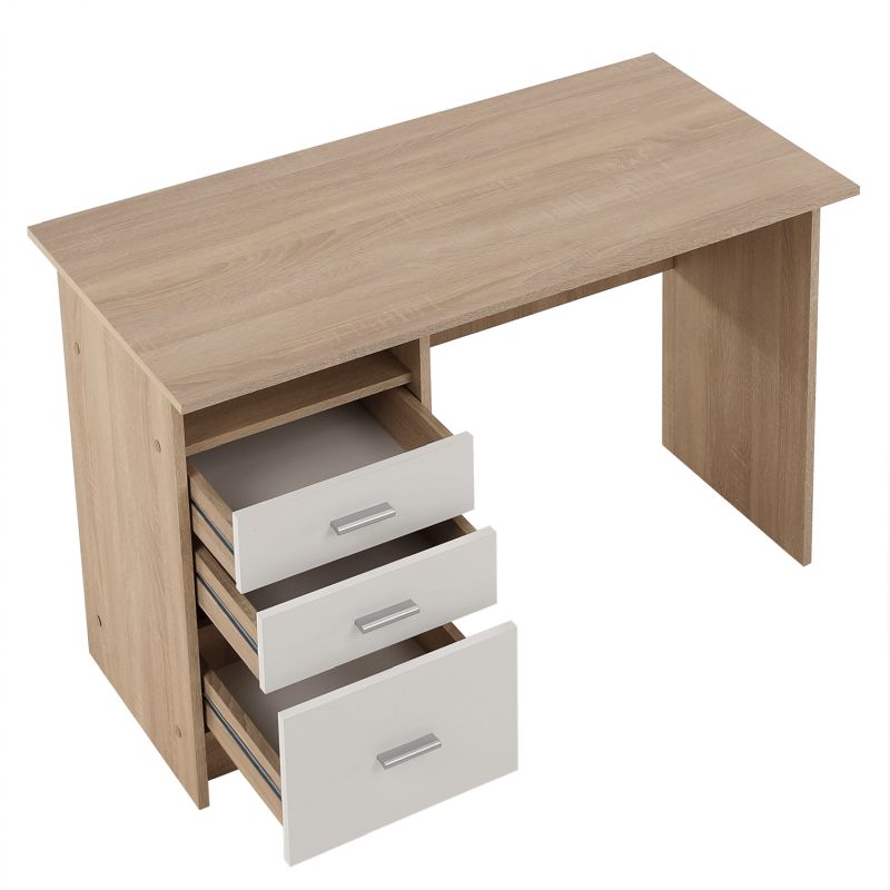 Jednoduchý PC stôl vyrobený z kvalitnej DTD, dub sonoma/biela