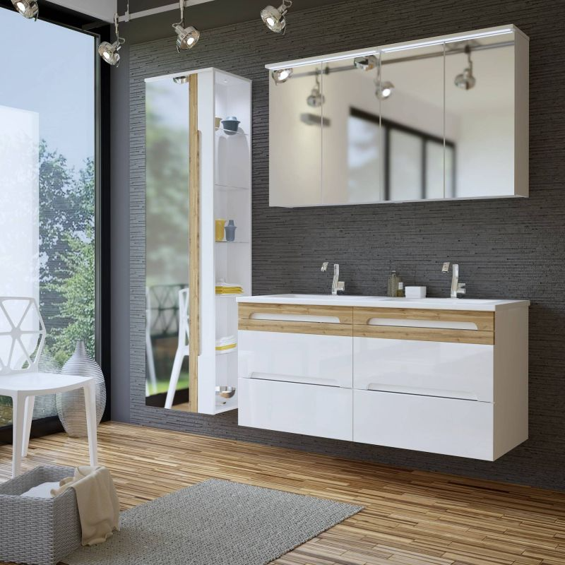 Kúpeľňová skrinka WHITE 800 biela/biely vysoký lesk