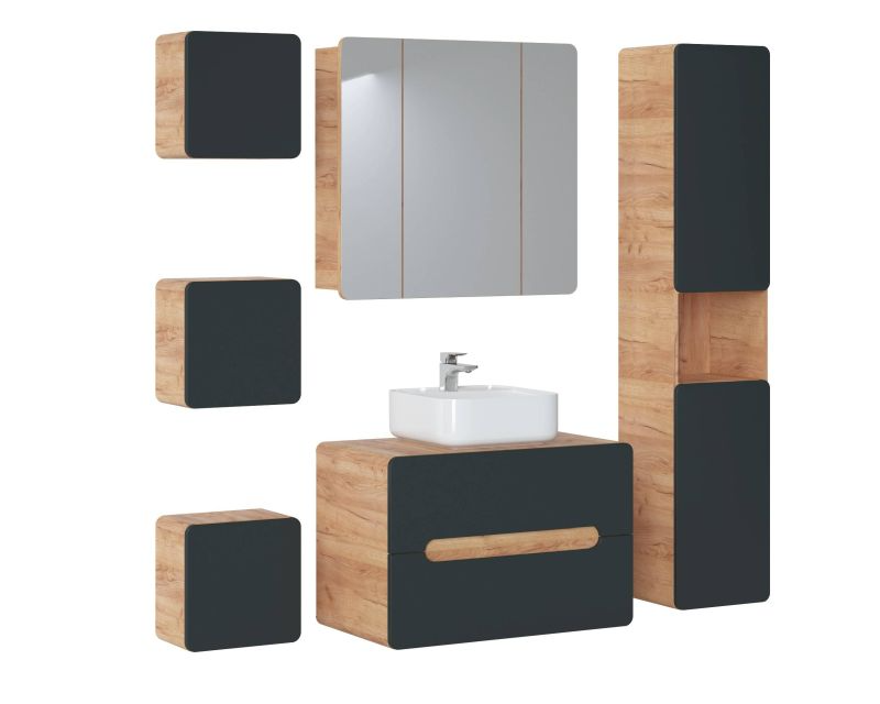 Kúpeľňová skrinka 800 dub artisan/čierny mat
