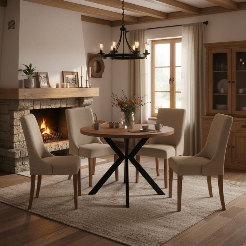 Okrúhly jedálenský rozkladací stôl, 100cm, dub tmavý, čierny