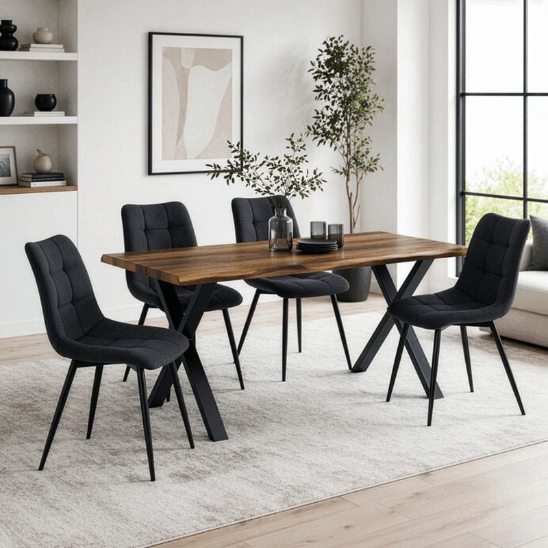 Jedálenský stôl 180x90, MDF old wood, nohy kov čierny v tvare X