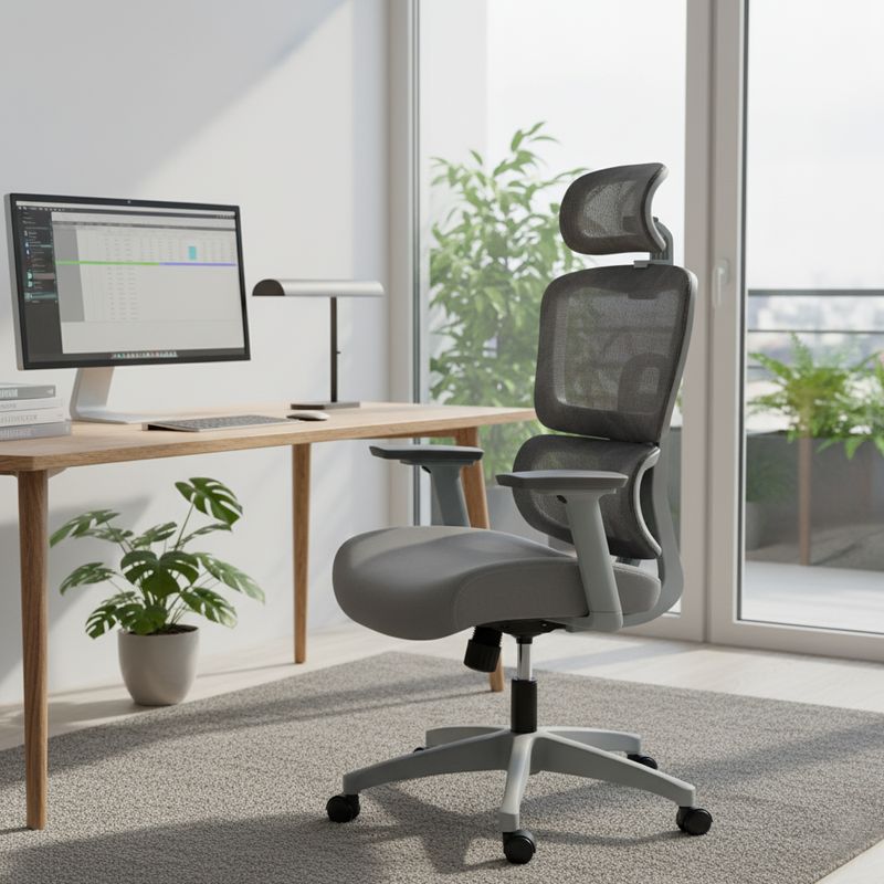 Ergonomické kancelárske kreslo, svetlosivé, sivé so sieťovinou