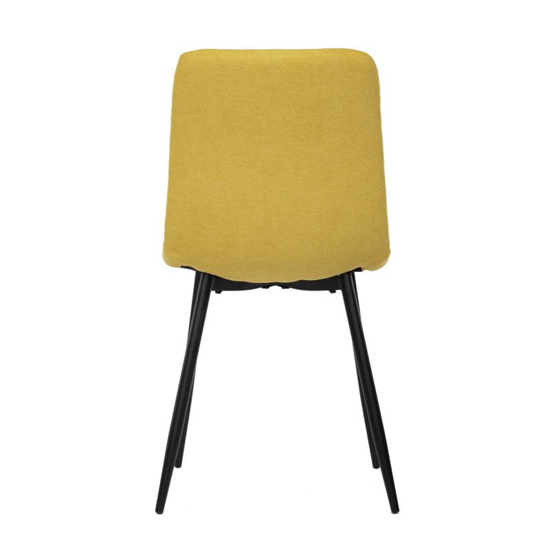 Jedálenská minimalistická stolička v industriálnom štýle, žltá látka