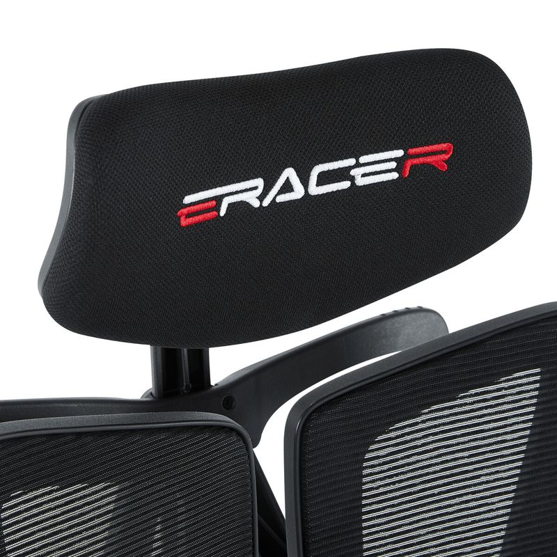 Ergonomická kancelárska stolička E-racer, čierna, sieťované operadlo, 120kg