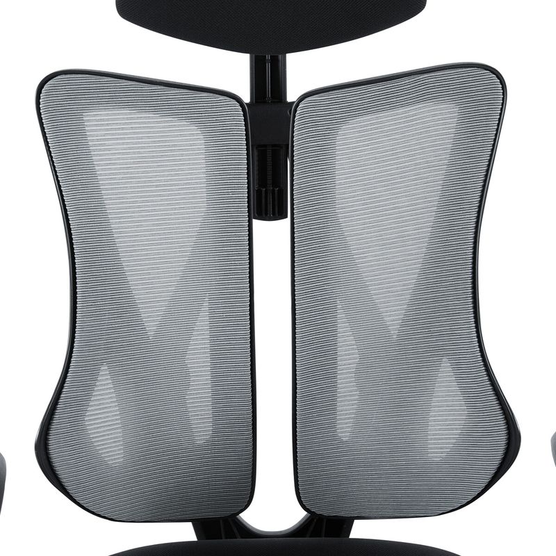 Ergonomická kancelárska stolička E-racer, sivá, sieťované operadlo, 120kg